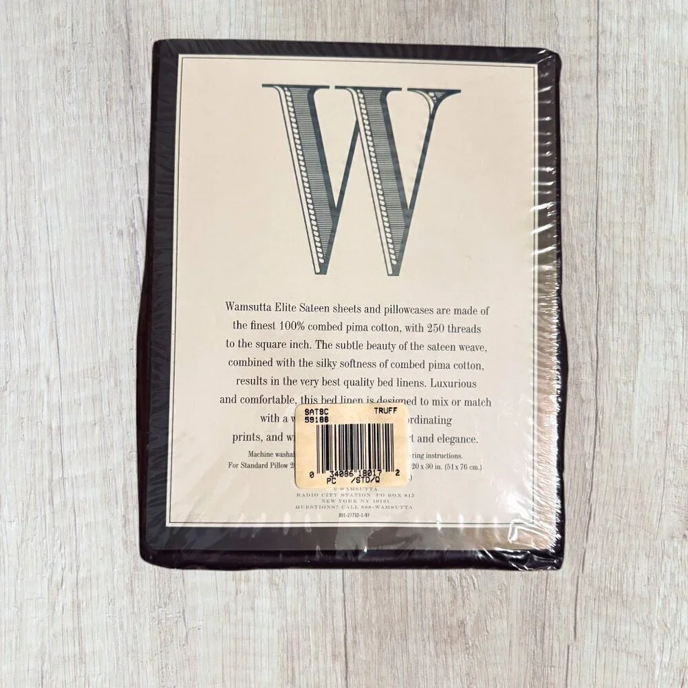 NEW Vintage Y2K WAMSUTTA 100% Pima Combed Cotton 2 Pillowcases Truffle Brown